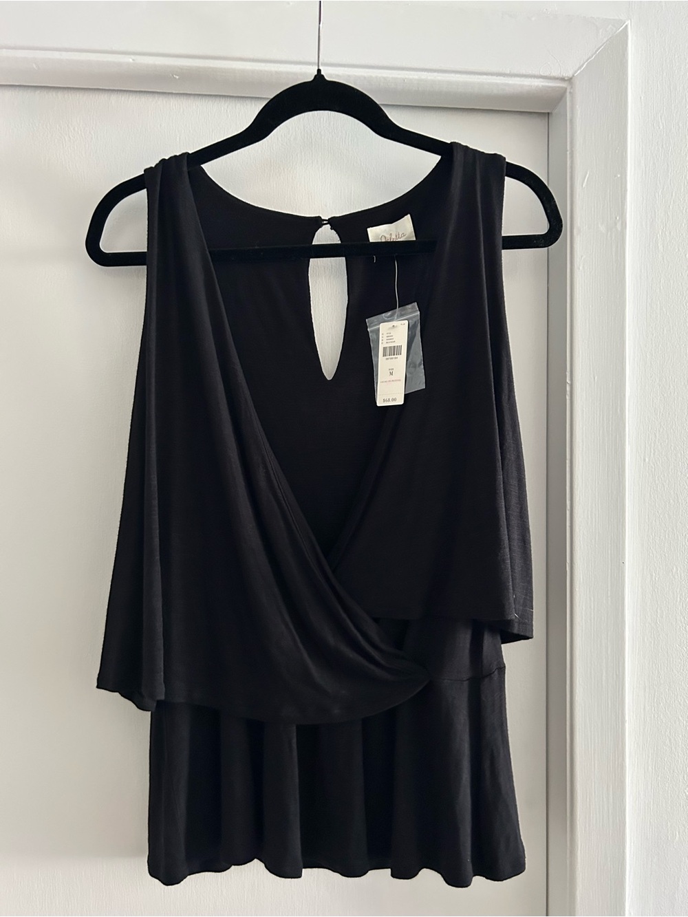 NWT Anthropologie Black Women's Sleeveless Draped Wrap Top